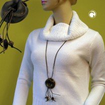 Collier Halskette Ring altmessing braun 100cm