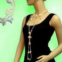 Halskette creme-elfenbein-gold endlos 100cm