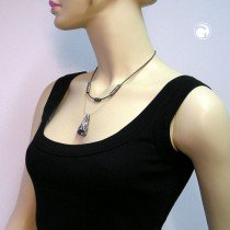 Collier Halskette Barocktropfen altsilber 50cm