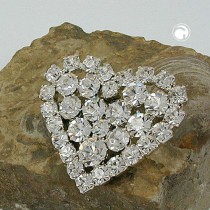 Brosche Herz Strass-kristal versilbert