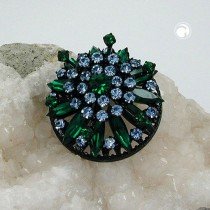 Brosche emerald-hellsafir-schwarz