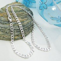 Halskette Panzer flach 925 Sterlingsilber 50cm