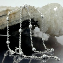 Fußkette Anker 13x Kugel 925 Sterlingsilber 25cm