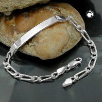 Schildband Armband Figaro 925 Sterlingsilber