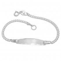 Schildarmband für Kinder Gravurplatte matt diamantiert 925 Silber