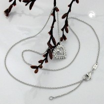 Halskette mit Herz rhodiniert 925 Sterlingsilber 43cm