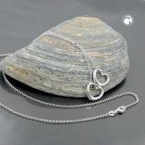 Halskette Y-Halskette mit 2 Herzen 925 Sterlingsilber 43cm
