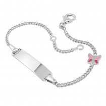 Schildarmband für Kinder Gravurplatte und Schmetterling 925 Silber