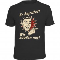 Fun T-Shirt - er heiratet retro rechts