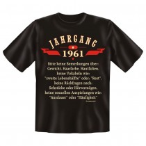 Fun T-Shirt Jahrgang 1961 Keine Bemerkungen über