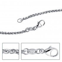 Zopfkette 585 Weißgold 1,8mm 42cm Gold Kette Halskette Weißgoldkette Karabiner