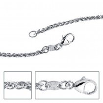 Zopfkette 585 Weißgold 1,8mm 50cm Gold Kette Halskette Weißgoldkette Karabiner