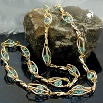 Halskette Fantasie Glasperlen aqua Americ Double 45cm