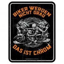 Magnetschild - Biker grau
