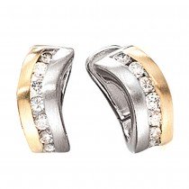 Creolen 585 Weißgold Gelbgold bicolor matt 16 Diamanten Brillanten Ohrringe