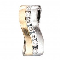 Anhänger 585 Weißgold Gelbgold bicolor matt 7 Diamanten Brillanten