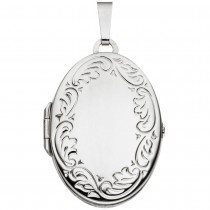 Medaillon oval 585 Weißgold Anhänger zum Öffnen