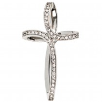 Anhänger Kreuz 585 Weißgold 40 Diamanten Brillanten Kreuzanhänger Goldkreuz
