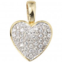 Anhänger Herz 585 Gelbgold 42 Diamanten Brillanten 0,25ct. Herzanhänger
