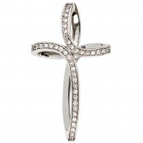 Anhänger Kreuz 585 Weißgold 40 Diamanten Brillanten Kreuzanhänger Goldkreuz
