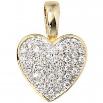 Anhänger Herz 585 Gelbgold 42 Diamanten Brillanten 0,25ct. Herzanhänger