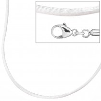 Collier Halskette Seide weiss 42cm, Verschluss 925 Silber Kette