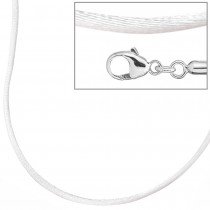 Collier Halskette Seide weiss 42cm, Verschluss 925 Silber Kette