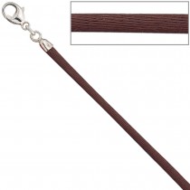 Collier Halskette Seide braun 2,8mm 42cm, Verschluss 925 Silber Kette