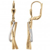 Ohrhänger 585 Gelbgold bicolor 2 Diamanten Brillanten Ohrringe Goldohrringe