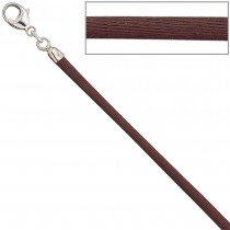 Collier Halskette Seide braun 2,8mm 42cm, Verschluss 925 Silber Kette