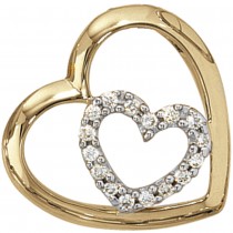 Anhänger Herz 585 Gelbgold 16 Diamanten Brillanten 0,12ct. Herzanhänger