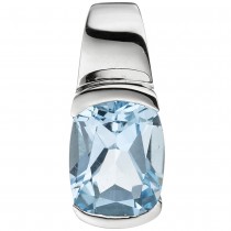 Anhänger 585 Weißgold 1 Blautopas blau hellblau Goldanhänger 2.4g