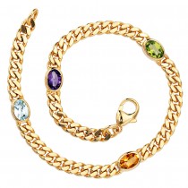 Armband 585 Gelbgold 19cm Amethyst Aquamarin Citrin Peridot Goldarmband