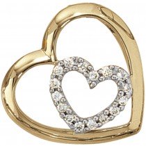 Anhänger Herz 585 Gelbgold 16 Diamanten Brillanten 0,12ct. Herzanhänger