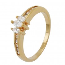 Ring mit weißen Zirkonias 3 Mikron vergoldet Größe 62