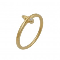 Ring mit Spitze und weißen runden Zirkonia 3 Mikron vergoldet Größe 62