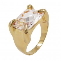 Ring mit großem Zirkonia 3 Mikron vergoldet Größe 60