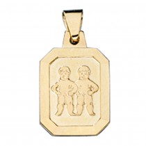 Anhänger Sternzeichen Zwilling 333 Gelbgold matt Sternzeichenanhänger