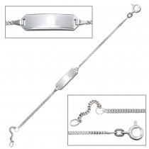 Schildband 585 Weißgold 14cm Gravur ID Armband Federring