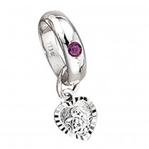 Kinder Taufring mit Schutzengel 333 Gold Weißgold 1 Rubin rot Taufanhänger