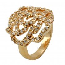 Ring mit weißen Zirkonias mit 3 Mikron vergoldet Größe 56