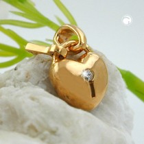 Anhänger Herz Schloss vergoldet 3 Micron