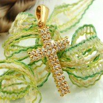 Anhänger Kreuz Zirkonia vergoldet