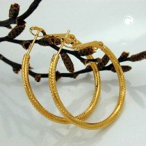 Creolen Ohrringe mit Muster vergoldet 3 Micron