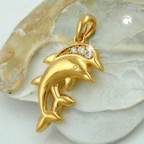 Anhänger Delfinpaar vergoldet 3 Micron