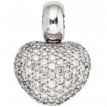 Anhänger Herz 585 Weißgold 107 Diamanten Brillanten Herzanhänger