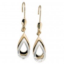 Ohrhänger 585 Gelbgold Weißgold bicolor 2 Diamanten Brillanten Ohrringe