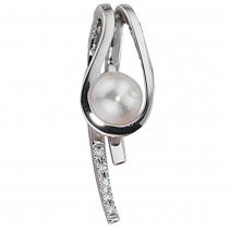 Anhänger 585 Weißgold 1 Süßwasser Perle 5 Diamanten Perlenanhänger