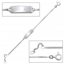 Schildband 585 Weißgold 14cm Gravur ID Armband Federring