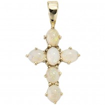 Anhänger Kreuz 585 Gelbgold 6 Opale Kreuzanhänger Goldkreuz